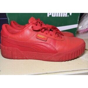 Puma Cali 369155-20 Womens Red Leather Lace Up Lifestyle Sneakers Shoes Size 9.5